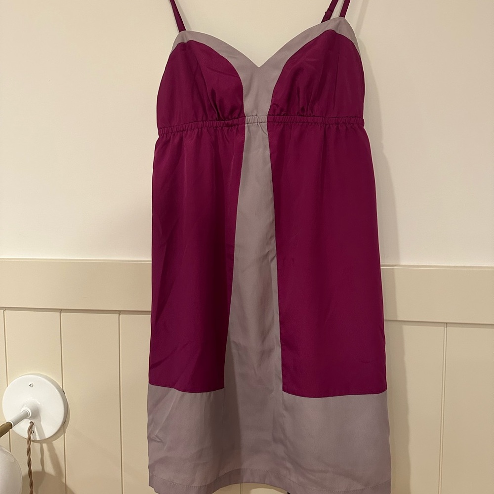 Chloe K Magenta‎ and lavender color block Mini Dress size L